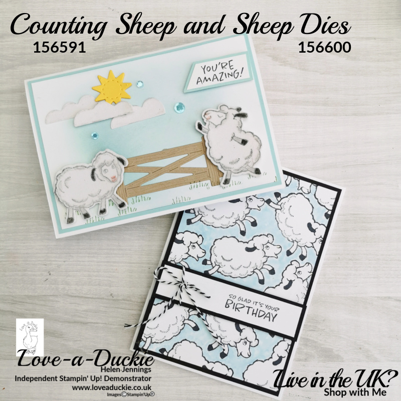 Two fun cards created with Stampin' Up's Counting Sheep stamp set and the coordinating sheep dies.