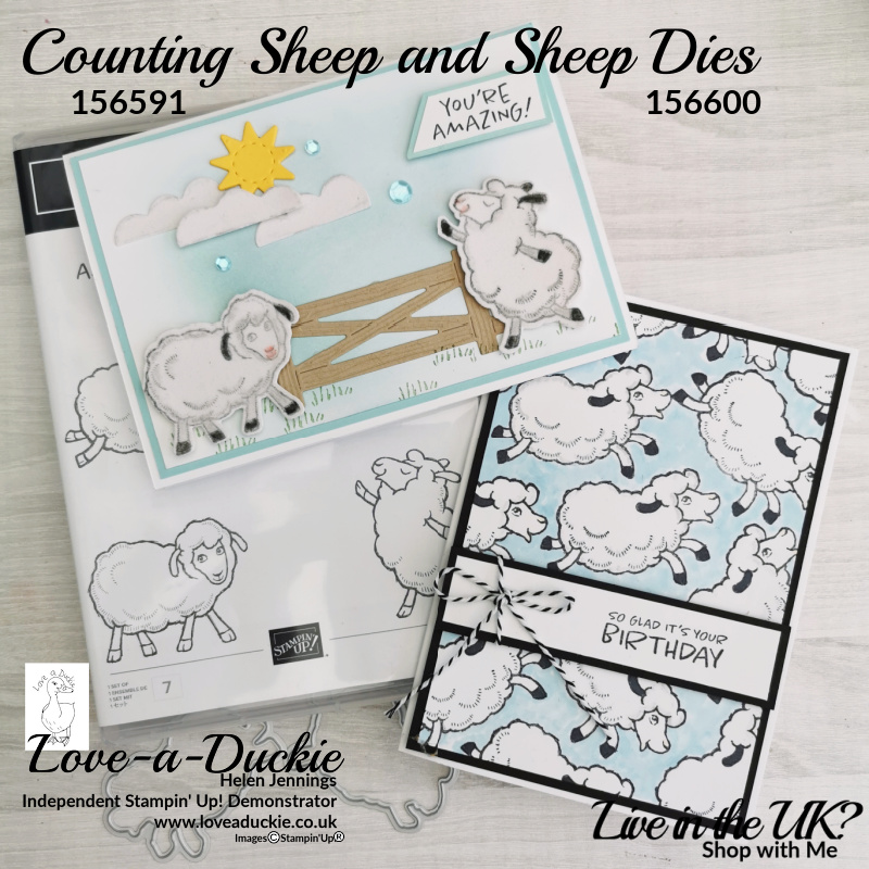 Two fun cards created using the Counting Sheep stamp set and matching dies that are available from Stampin' Up as sale-a-bration items.