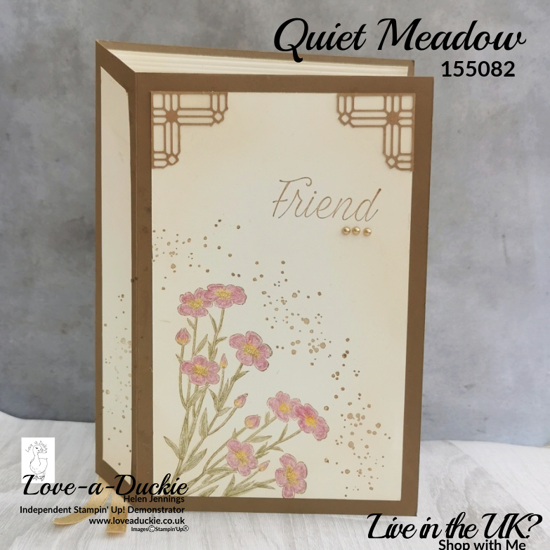 Faux book style card with a vintage feel using the Quiet meadow stamps from Stampin' Up!