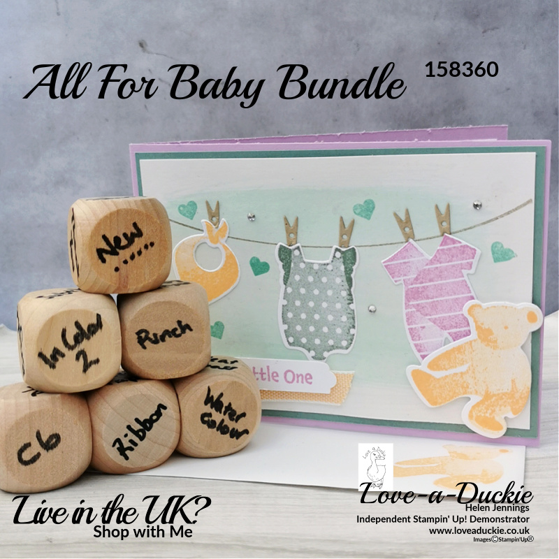 A new baby card using the All for Baby Bundle and inspired by rolling dice.