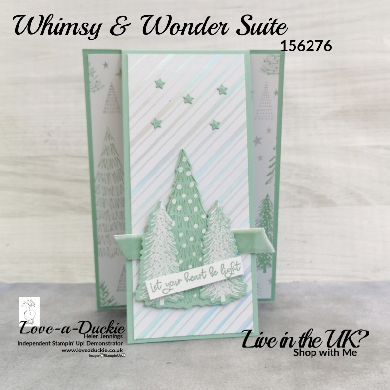 This front panel card features papers, stamps and dies from Stampin' Up's Whimsy & Wonder suite annd has some heat embossing.