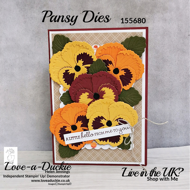 A card featuring winter flowering pansies using Stampin' Up's Pansy patch bundle