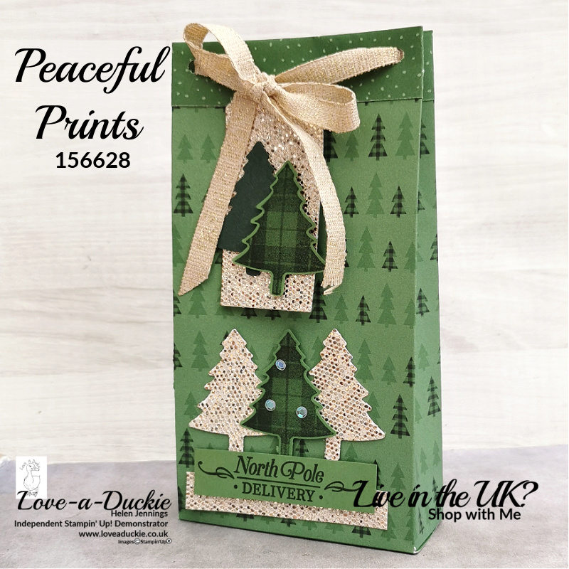 A gift bag made from a 12"piece of patterned paper from Stampin' Up