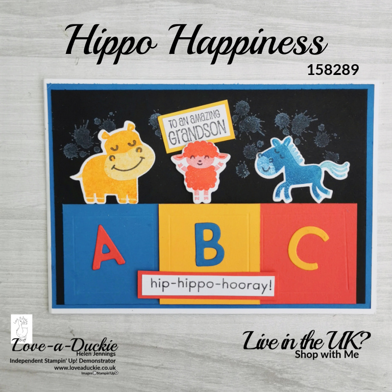 A card for a child starting school, featuring the Hippo Happiness stamp set from Stampin' Up!