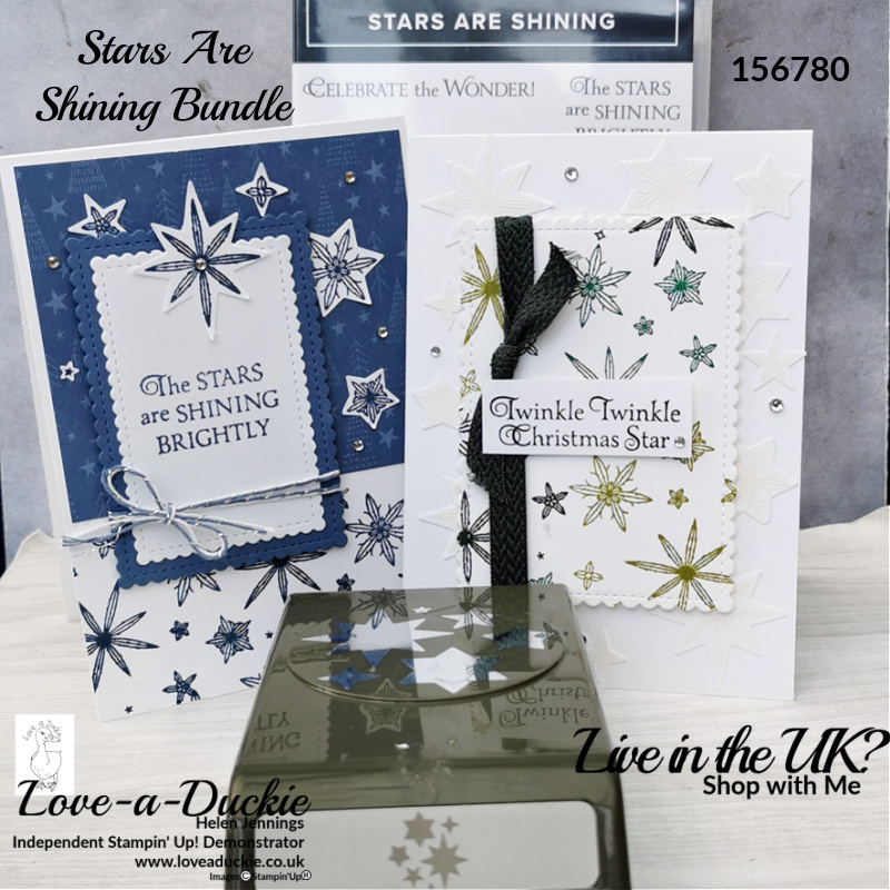 Stampin' Up's Stars are shining bundle was used to create these Christmas cards with stars.