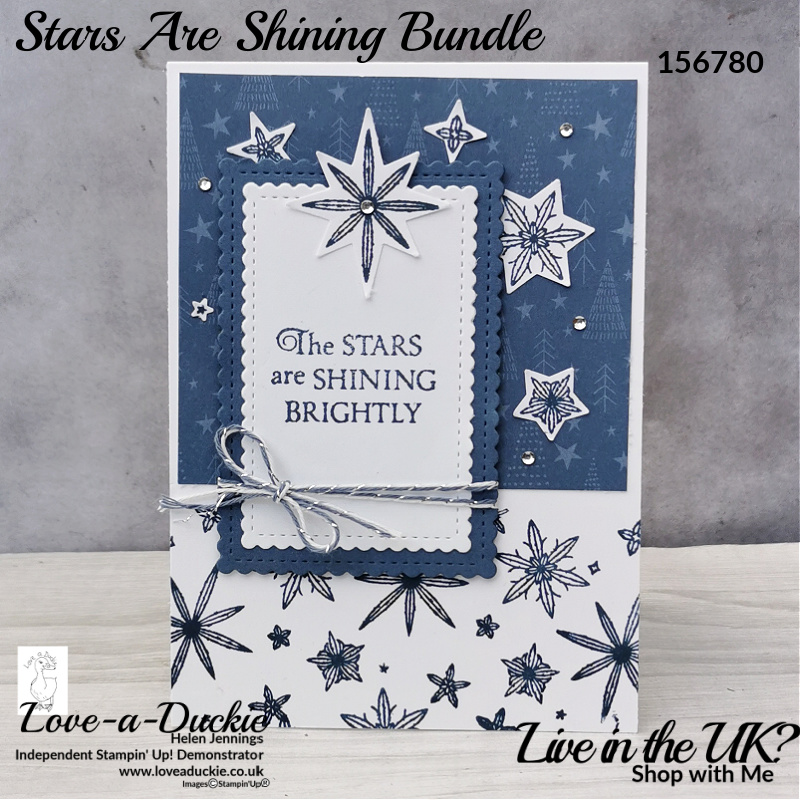 A monochrome Christmas card with stars using Stampin' Up's Stars are Shining Bundle