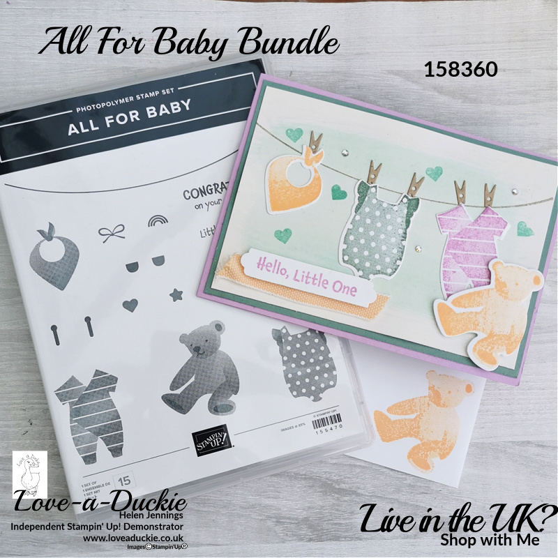 The All For Baby bundle from Stampin' Up was used to create a new baby card
