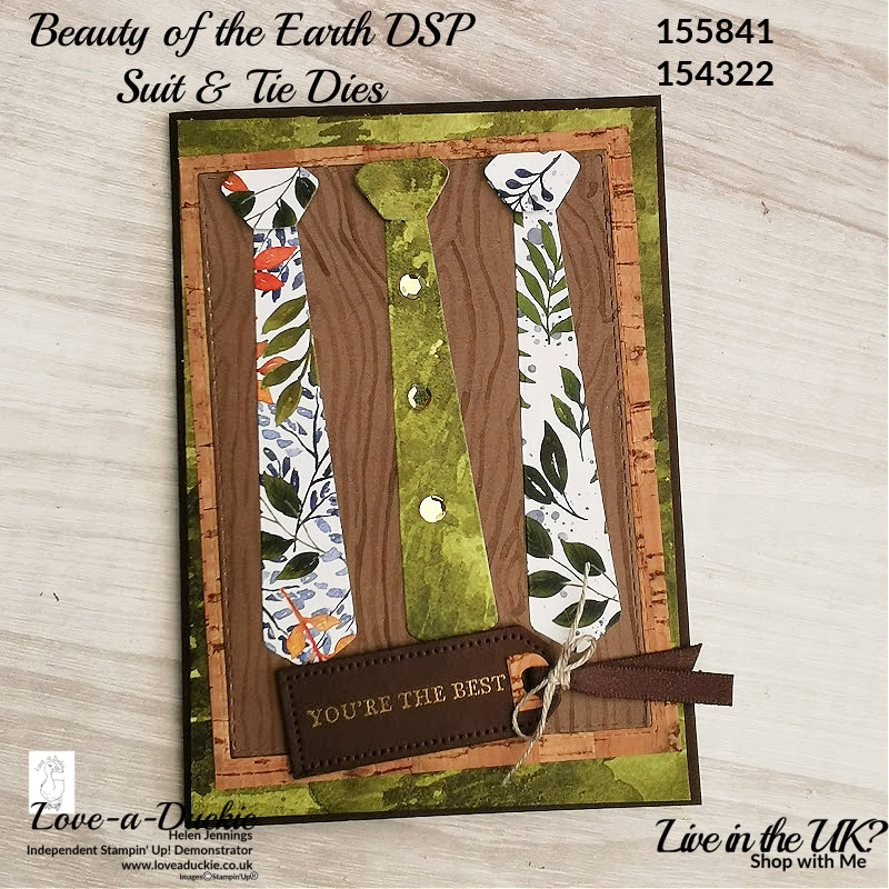 This card for men uses wood grain paper and cork specialty paper from Stampin' Up.