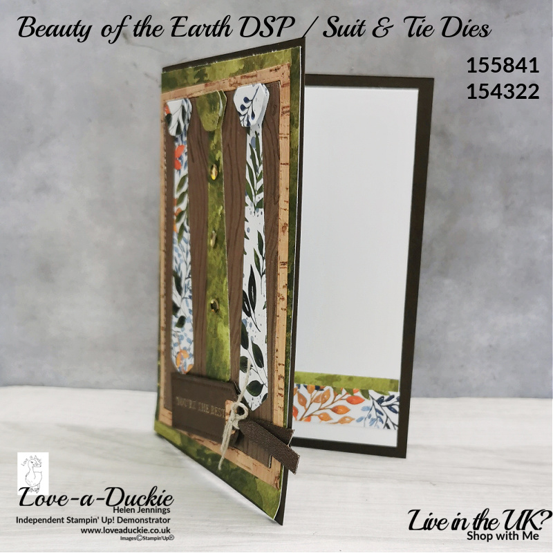 The insert of this card for men is also decorated with Beauty of the Earth Designer series paper from Stampin' Up!