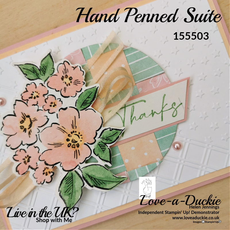 A Thank You Card With Paper Weaving and Watercolour featuring flowers and papers from Stampin' Up's Hand Penned suite