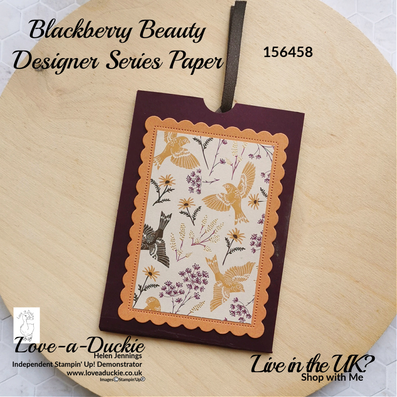 A pocket card using the Blackberry Beauty suite from Stampin' Up!