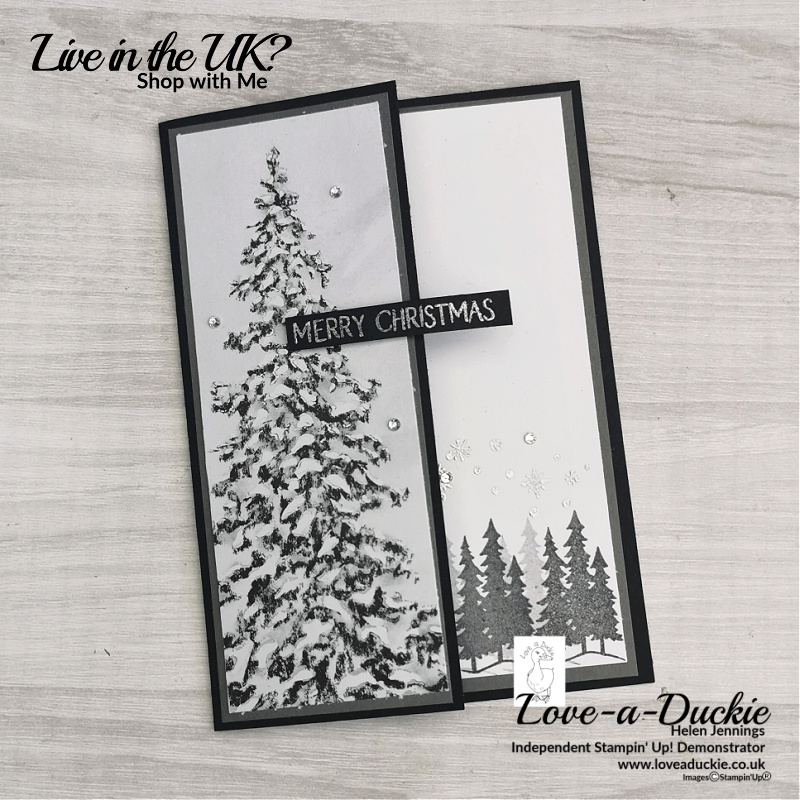 A monochromatic Christmas Card using the Peaceful Place papers and Peaceful Deer stamp set from Stampin' Up!