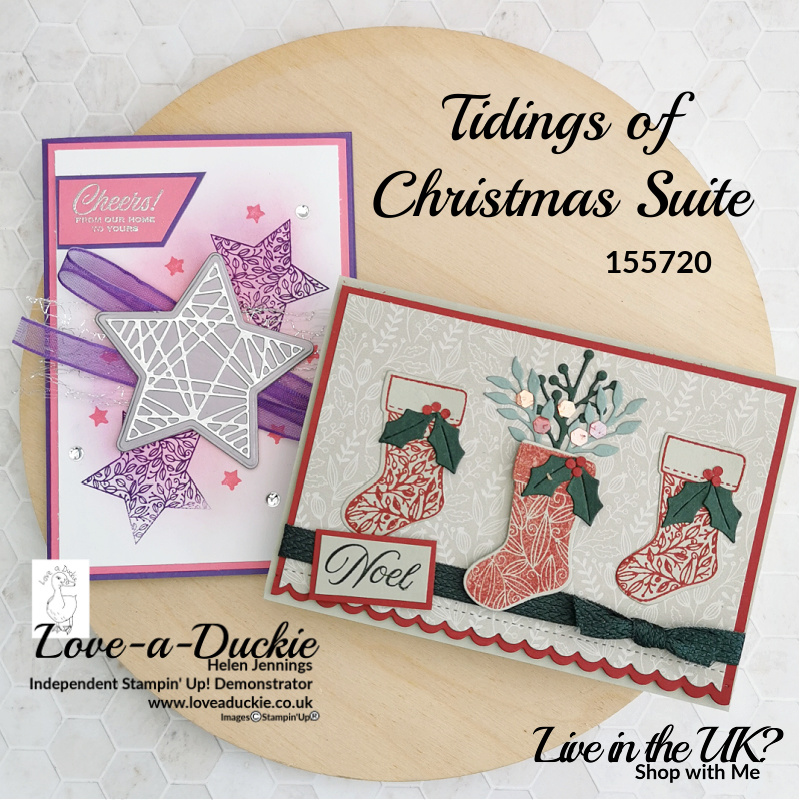 A traditional and a contemporary Christmas Card using Stampin' Up's Tidings of Christmas suite.