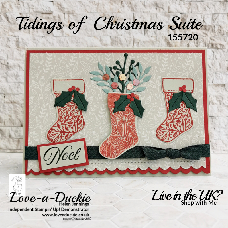 A traditional style card using the Tidings of Christmas suite from Stampin' Up in Cherry Cobbler and Sahara Sand