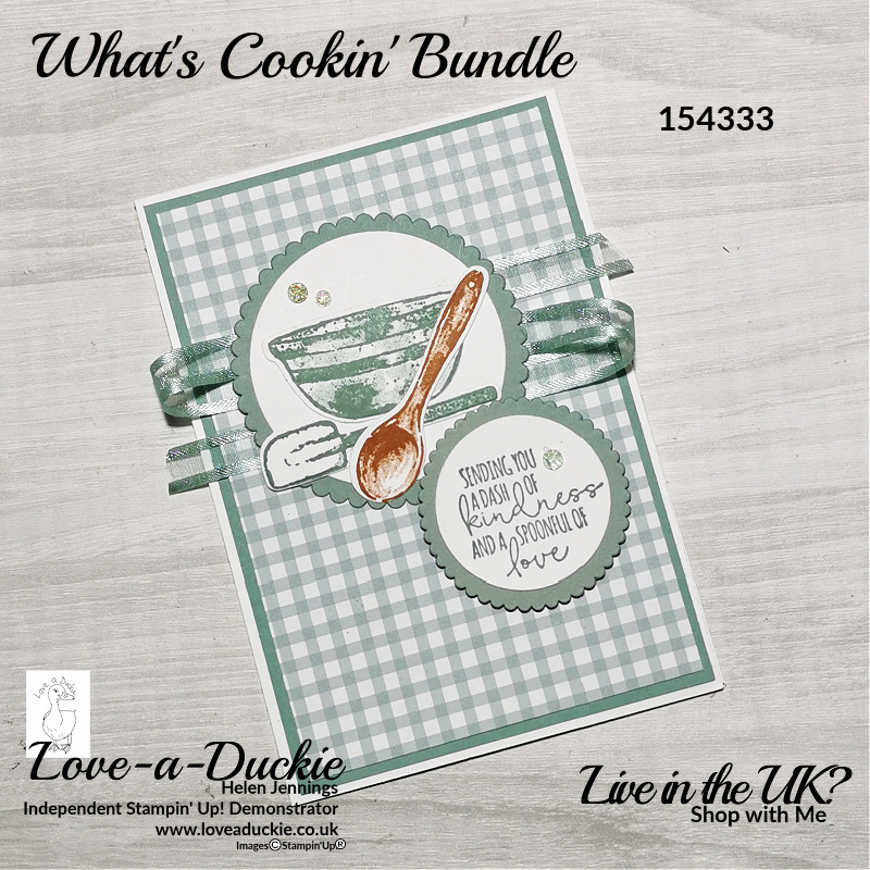 A card for a baker created using "What's cookin@ and the colour soft succulent from Stampin' Up
