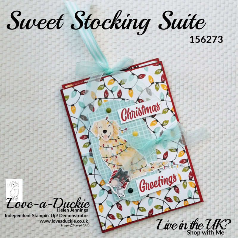 A festive pocket gift card holder using the Sweet Stocking suite from Stampin' Up!