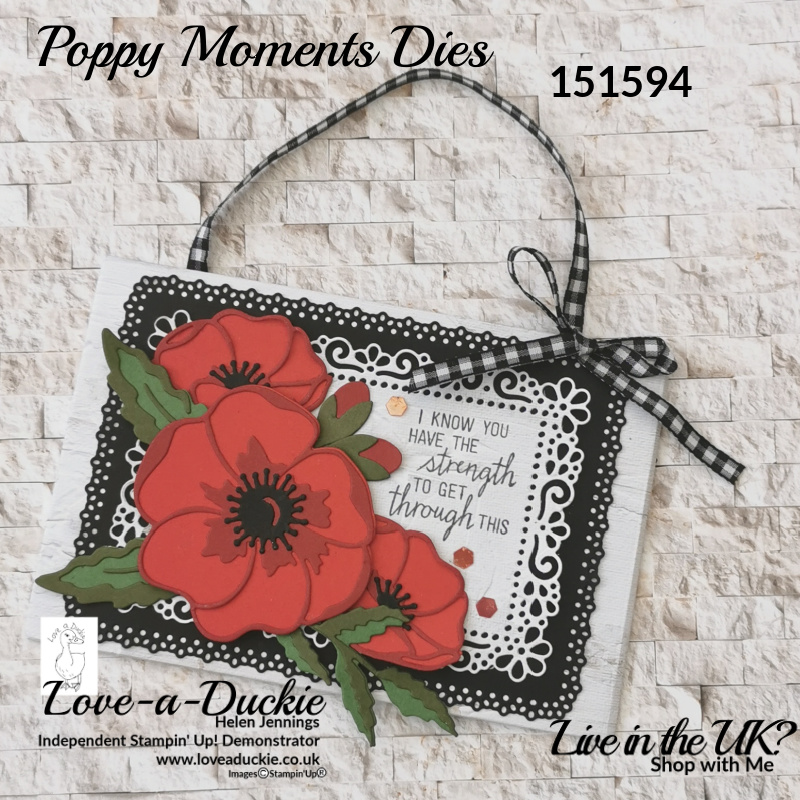 A hanging Plaque created with Poppies and dies from Stampin' Up!