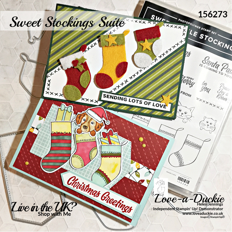 The Sweet Stocking Suite from Stampin' Up has been used to create these fun cards.