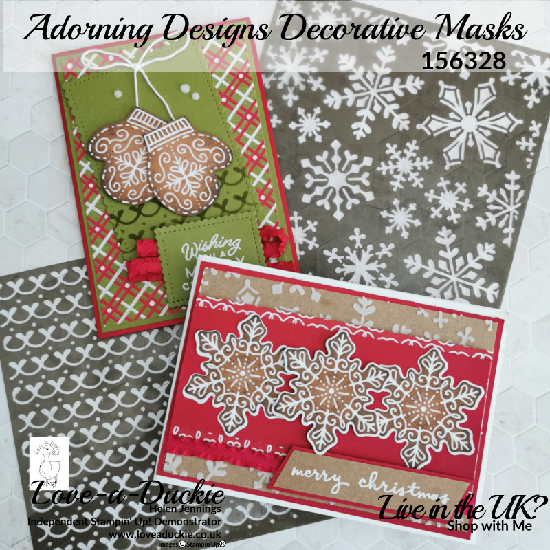 Two cards using two different techniques with the Adorning Designs decorative masks from Stampin' Up!