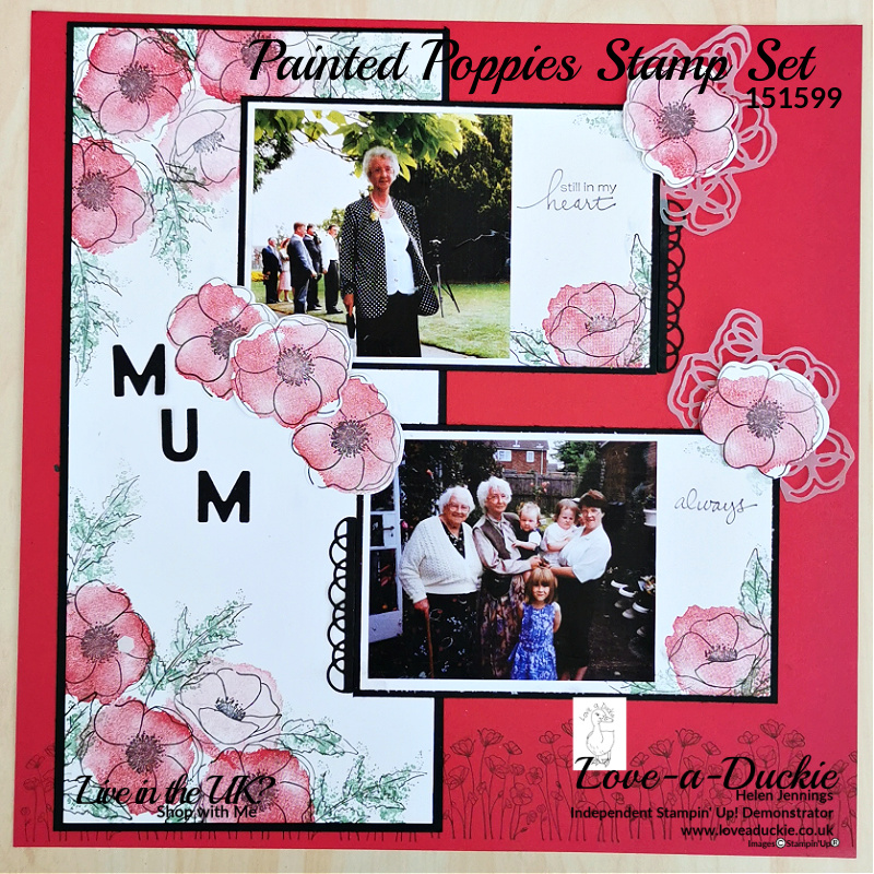 A scrapbook page with poppies from the Painted Poppies Stamp set from Stampin' Up!