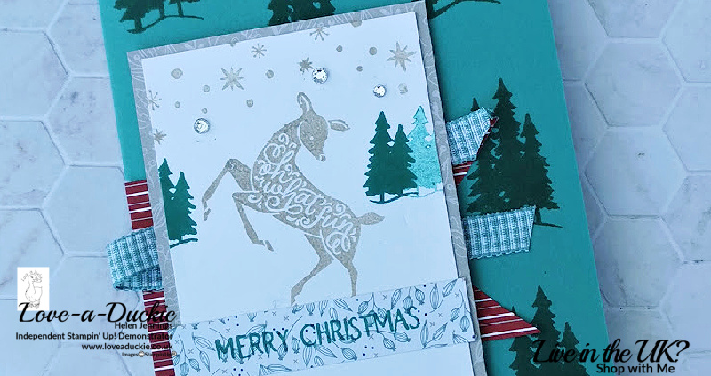 This Peaceful Deer card features stamping, using the Peaceful Deer stamp set from Stampin' Up and the layout is CASE'd