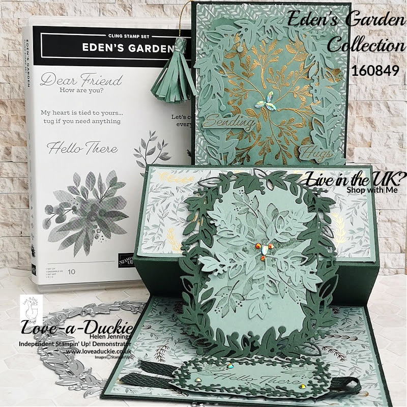 Two cards with the Eden's garden collection including a Reverse easel card