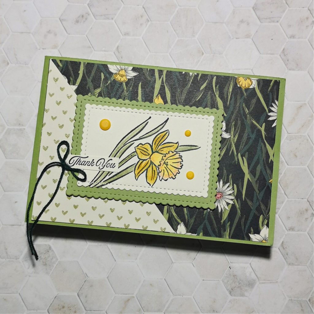 This thank you card uses a card sketch and the Daffodil Daydream bundle from Stampin' Up!