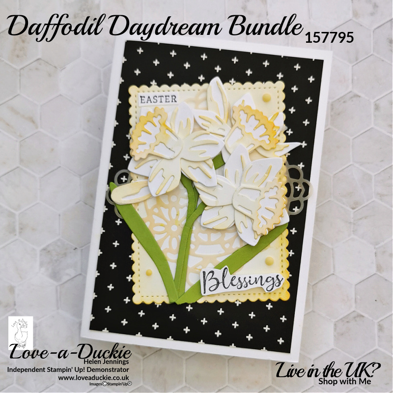 The daffodils on this spring card have been sponged to give a soft colour