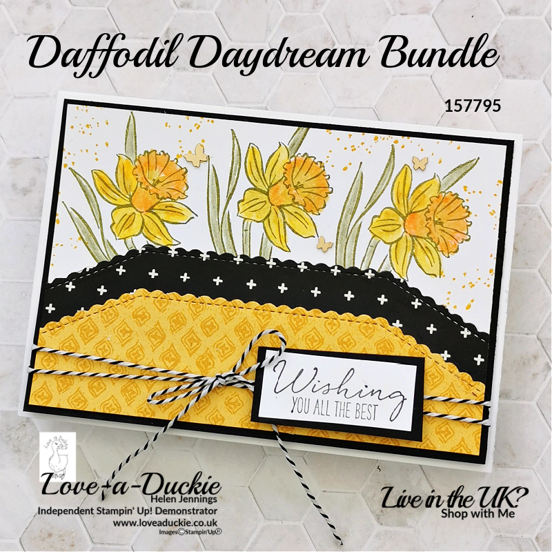 This card uses the daffodil daydream bundle from Stampin' Up and the coordinating Daffodil afternoon Papers.