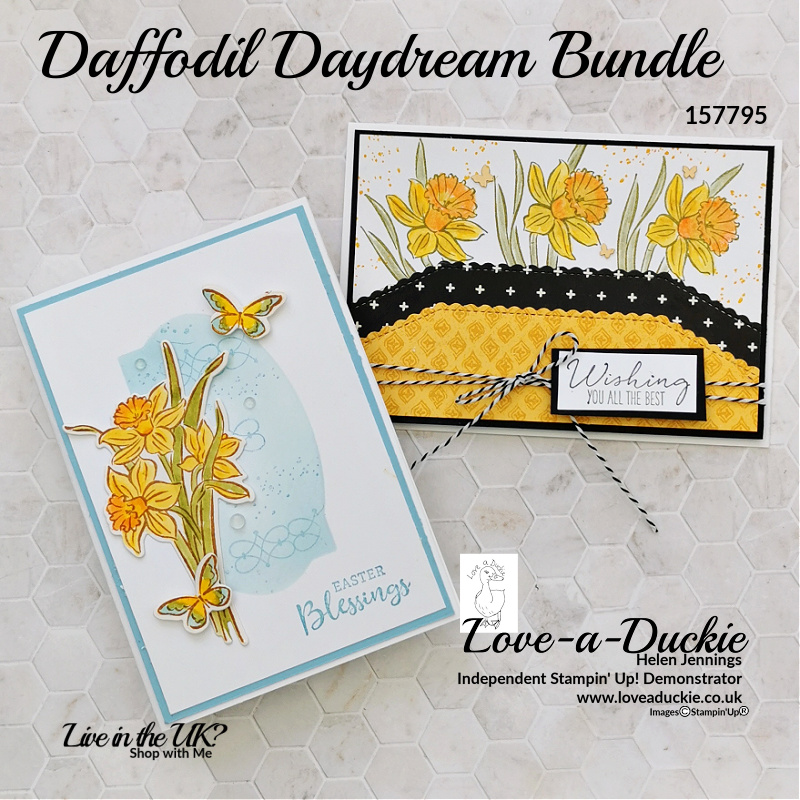 Two Daffodil Cards using stamps, dies, papers and embellishments from Stampin' Up!