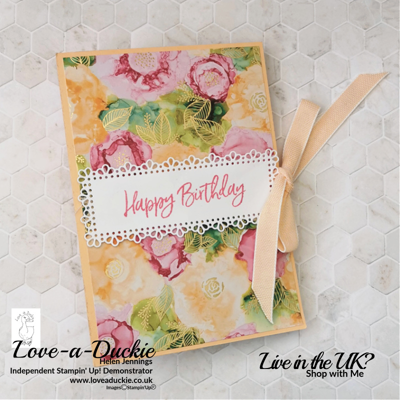 This fancy fold card uses paper from the Expressions in Ink Speciality pack from Stampin' Up