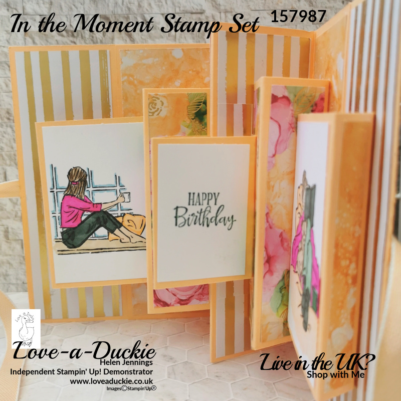 This fancy fold card is a multi panel pop up and features the In the Moment stamp set from Stampin' Up!