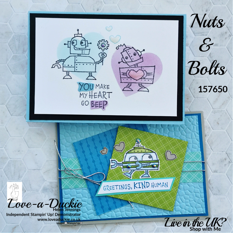 Cute cards with robots from Stampin' Up's Nuts & bolts stamp set