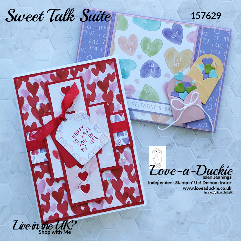 Two cards for Valentine's Day and beyond using the Sweet talk suite from Stampin' Up!