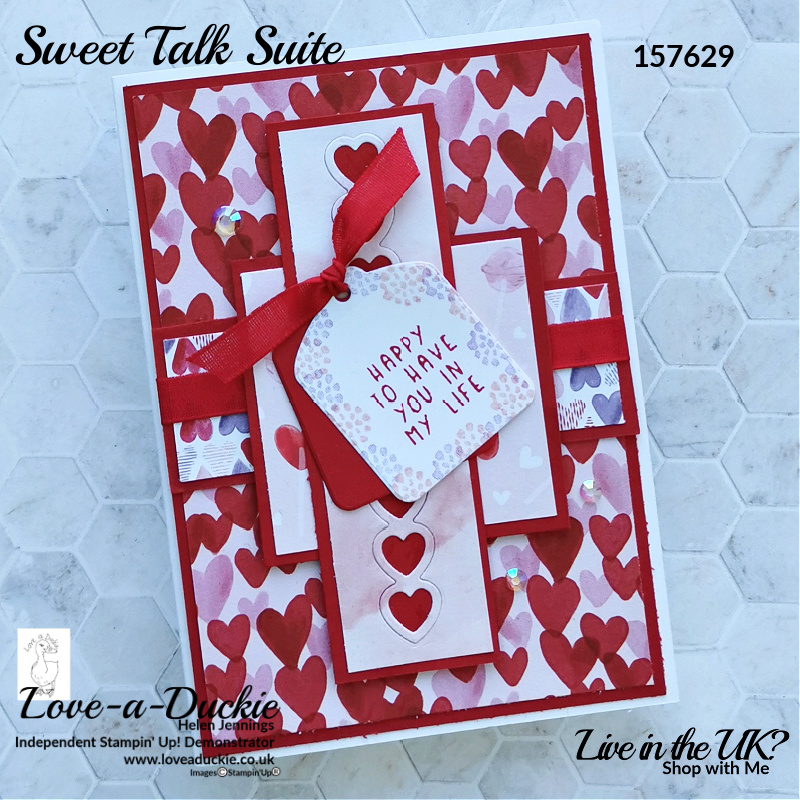 These blocks of patterned paper from Stampin' Up build up to create this card for friends or loved ones.