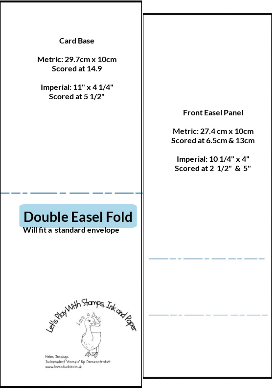 A template with measurements for a Double Easel card