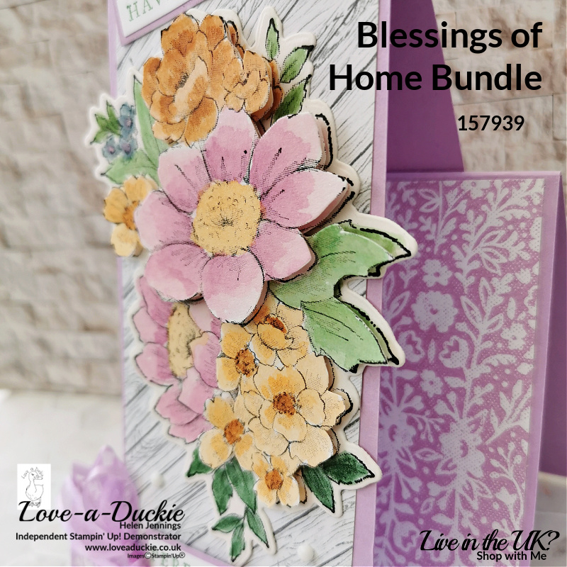 The stamped image from the Blessings from Home bundle has been water coloured and decoupaged