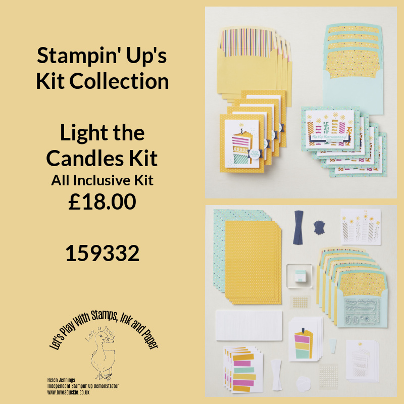 The Light the candles Kit from Stampin' Up is an all inclusive kit creating birthday cards for all ages.