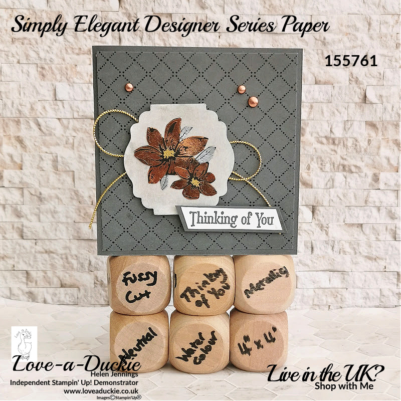 Creating a Thinking of You Card with Simply Elegant Papers from Stampin' Up using dice as inspiration