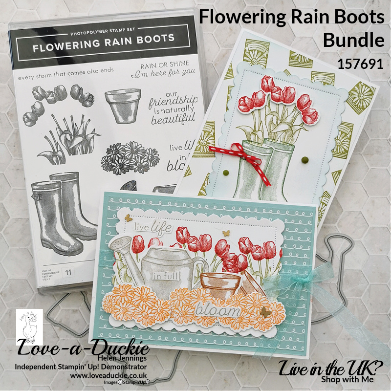 Two cards for gardeners using Stampin' Up's Flowering rain Bundle