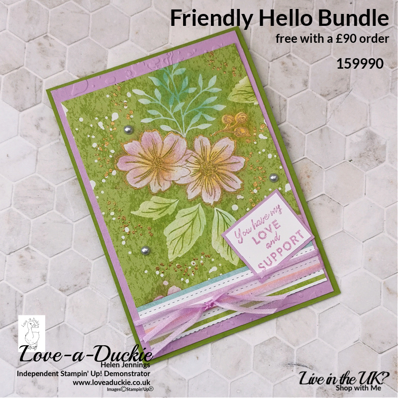 Using Sponge daubers to add colour to the heat embossed Friendly Hello Designer Series paper from Sytampin' Up!