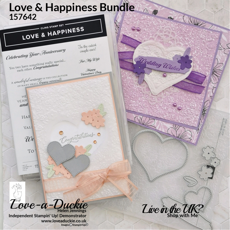 Two wedding cards with embossing using the Love & Happiness bundle from Stampin' Up!