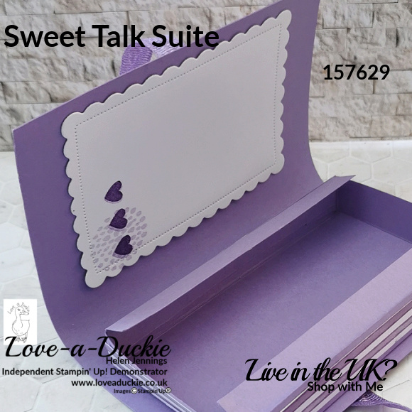 This faux book treat box has a scalloped  contour die cut from Stampin' Up in the inside cover