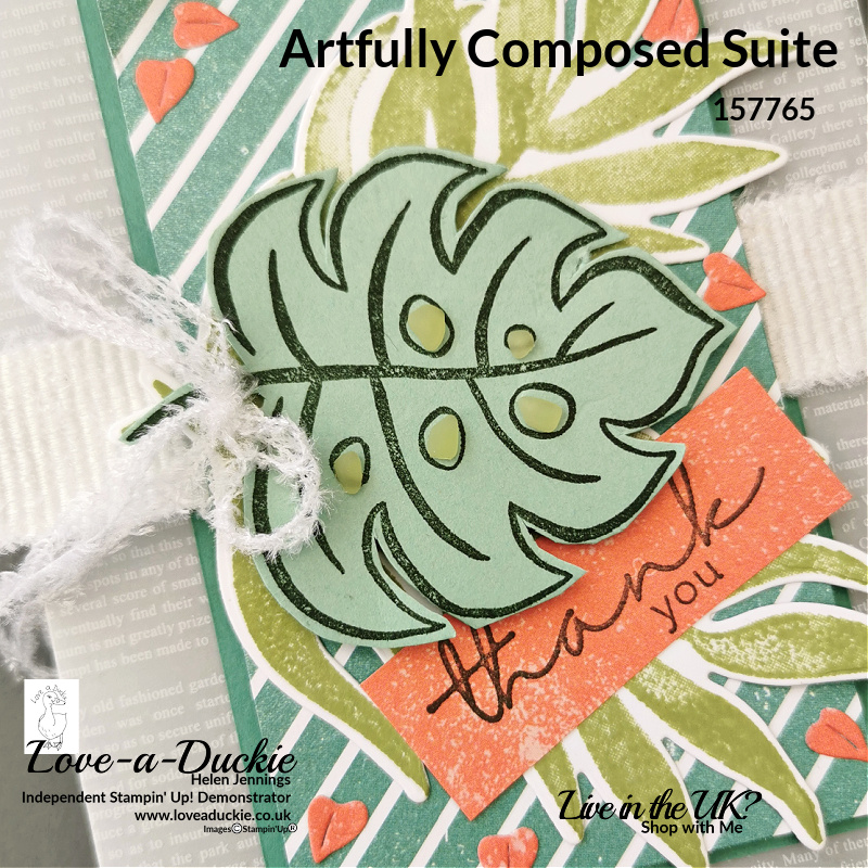 Stamped and die cut leaves from the Artfully layered bundle combine with other products from the Artfully Composed suite on this Vellum card