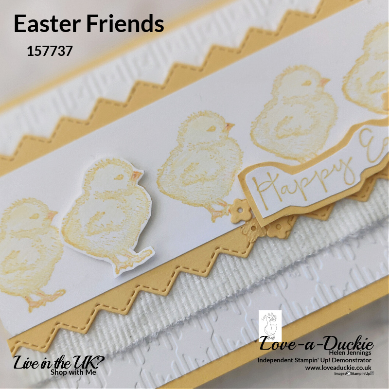 Repeat Stamping Easter Card with Chicks coloured with watercolor pencils from Stampin' Up!