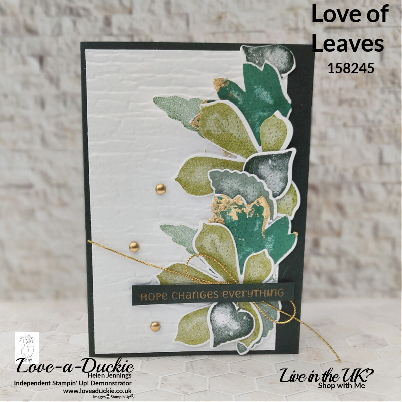 A card using Gilded Leafing and The love of Leaves stamp set and stitched leaves dies from Stampin' Up!