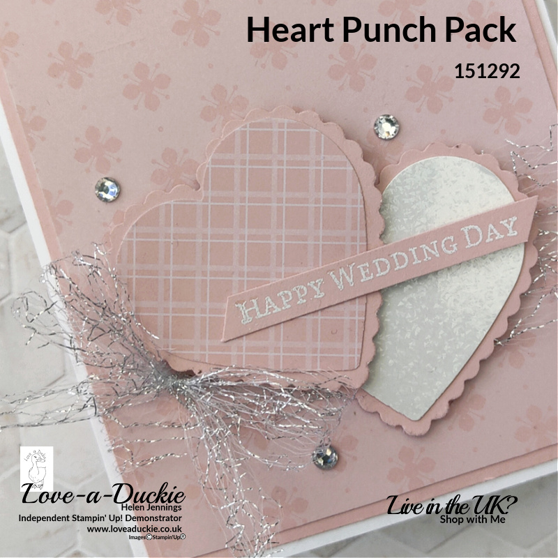 Punched out hearts and Mother of Pearl Speciality Paper in this Quick & easy Card using Stampin' Up products.