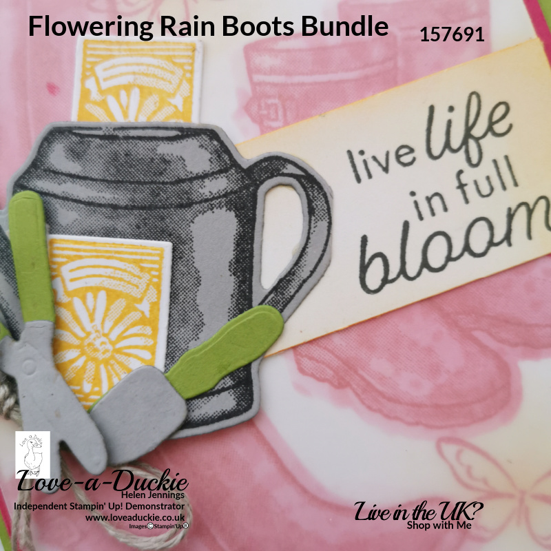 The Flowering Rain Boots Bundle and Home & Garden Bundle, both from Stampin' Up! are great for creating gardening themed cards.
