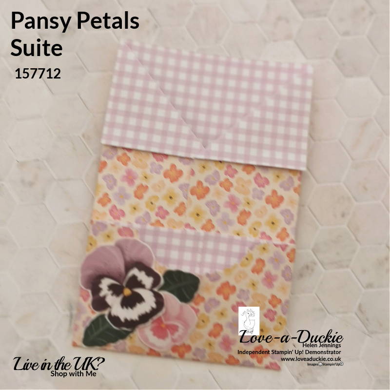 A small loaded envelope using the Pansy Petals Designer Series paper from Stampin' Up!