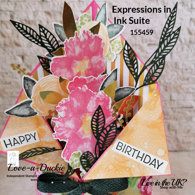 This Tuxedo card uses lots of contemporary floral blooms from the Expressions in Ink suite from Stampin' Up